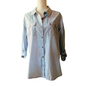 CARHARRT FORCE WOMEN’S BLUE LONG SLEEVES VENTED BUTTON DOWN SHIRT SIZE 16-18